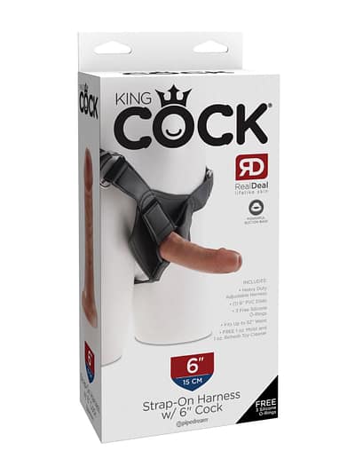 King Cock Strap-On Harness with 6 Inch Cock - Tan