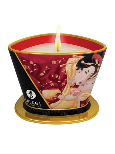 Shunga Massage Candle - Romance/Sparkling Strawberry Wine - 170ml